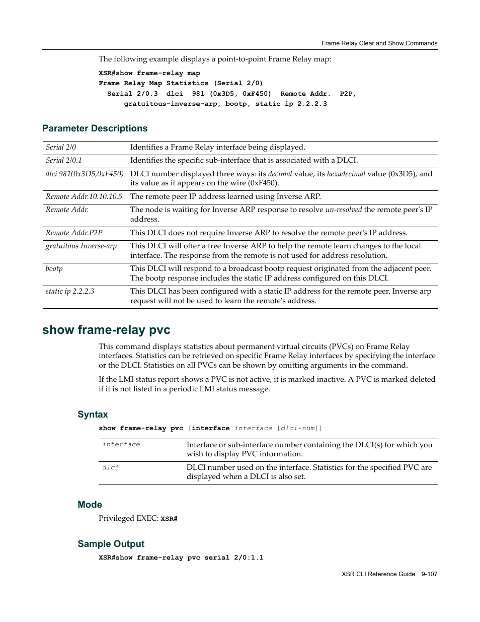 Show frame-relay pvc | Enterasys Networks X-Pedition XSR CLI User Manual | Page 431 / 684