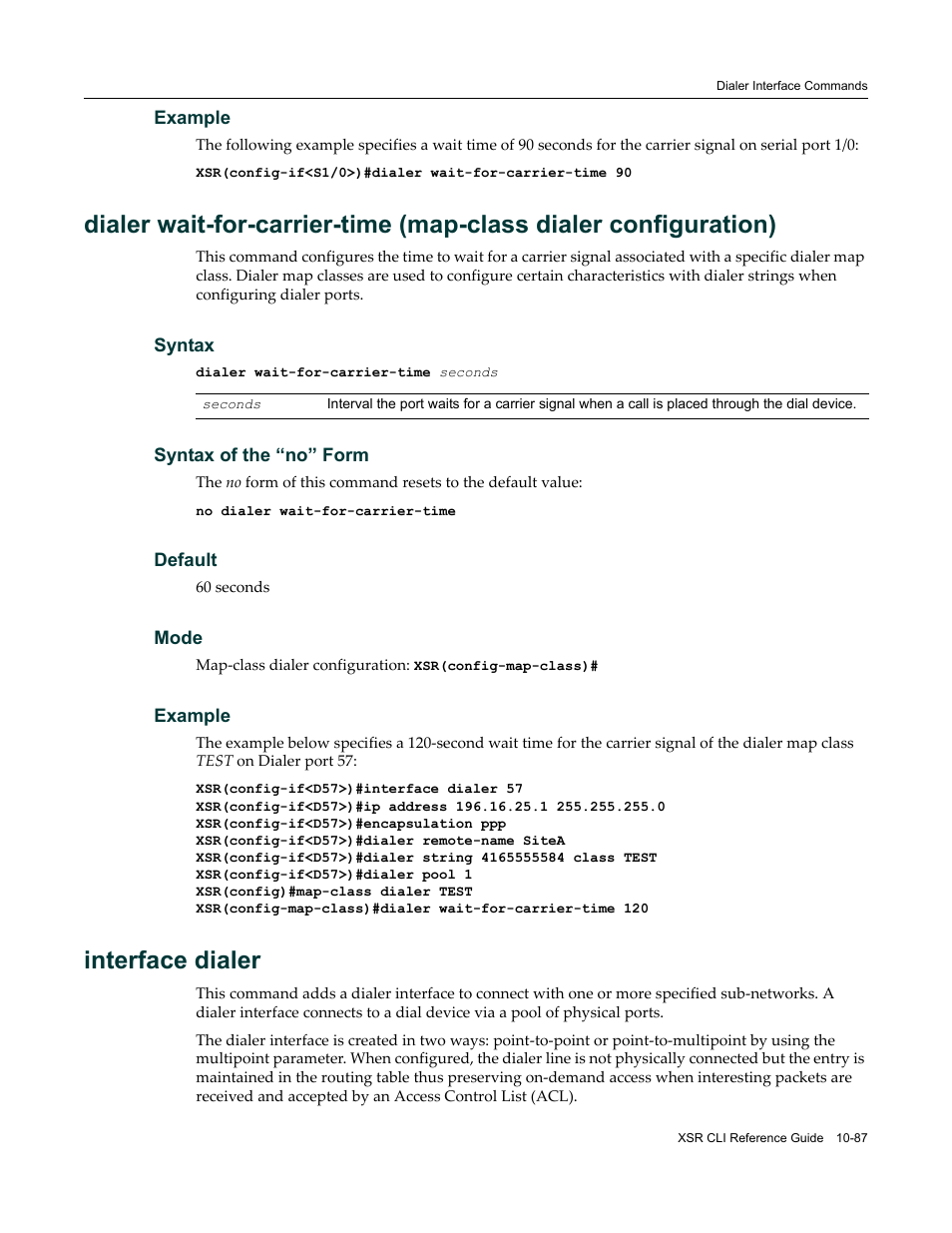 Interface dialer | Enterasys Networks X-Pedition XSR CLI User Manual | Page 441 / 684