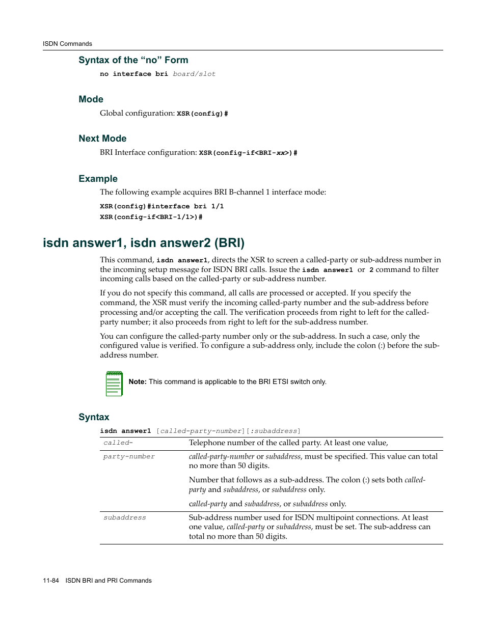 Isdn answer1, isdn answer2 (bri) | Enterasys Networks X-Pedition XSR CLI User Manual | Page 462 / 684