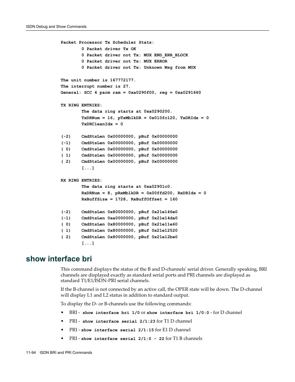 Show interface bri | Enterasys Networks X-Pedition XSR CLI User Manual | Page 472 / 684