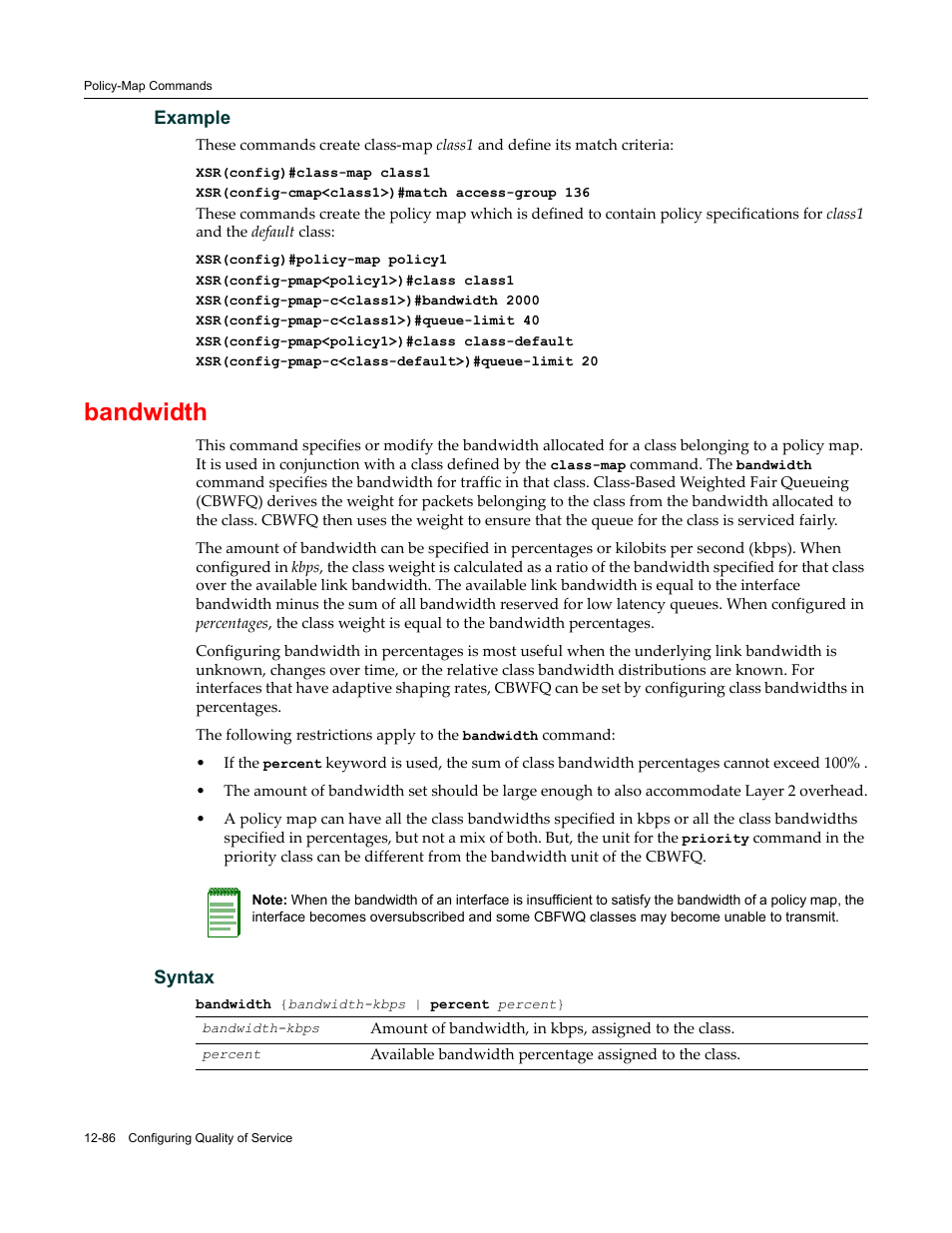 Bandwidth | Enterasys Networks X-Pedition XSR CLI User Manual | Page 482 / 684