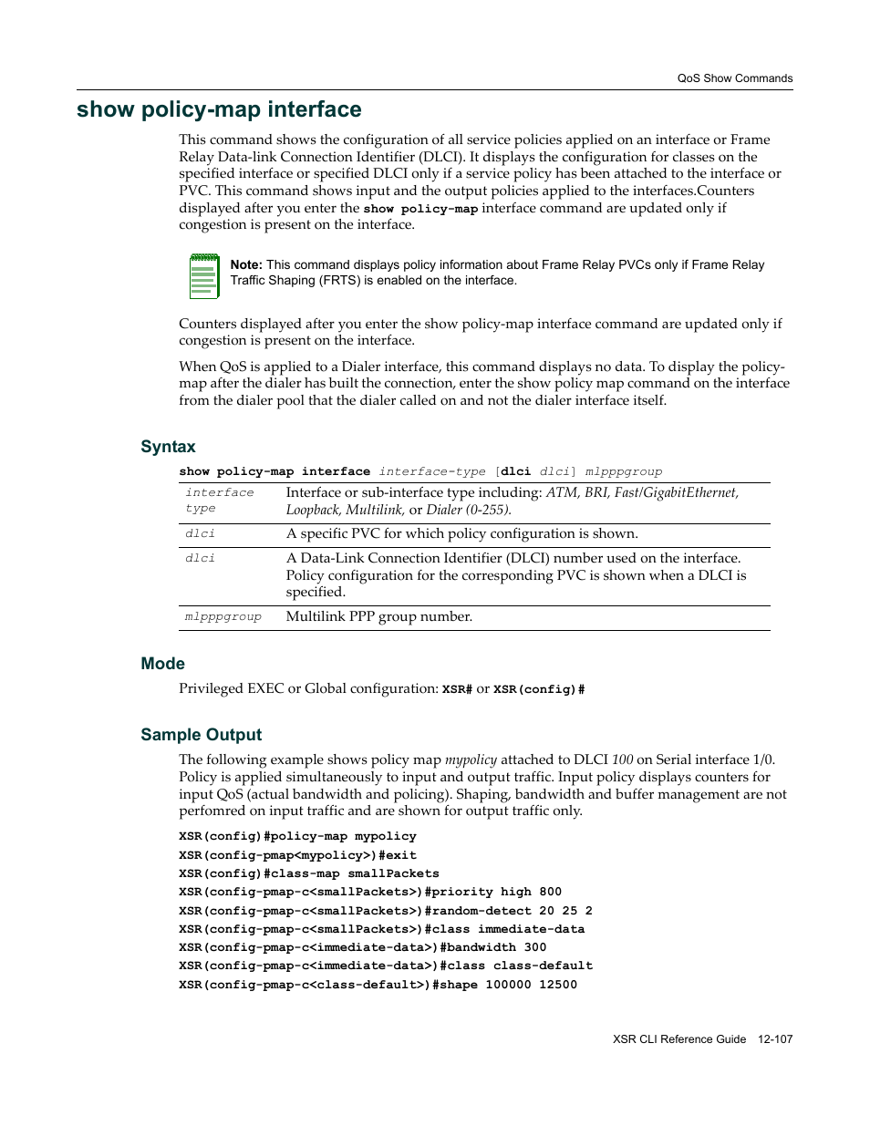 Show policy-map interface | Enterasys Networks X-Pedition XSR CLI User Manual | Page 503 / 684