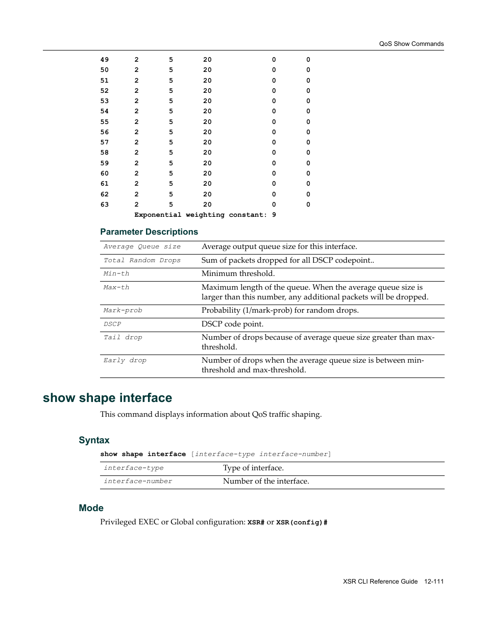 Show shape interface | Enterasys Networks X-Pedition XSR CLI User Manual | Page 507 / 684