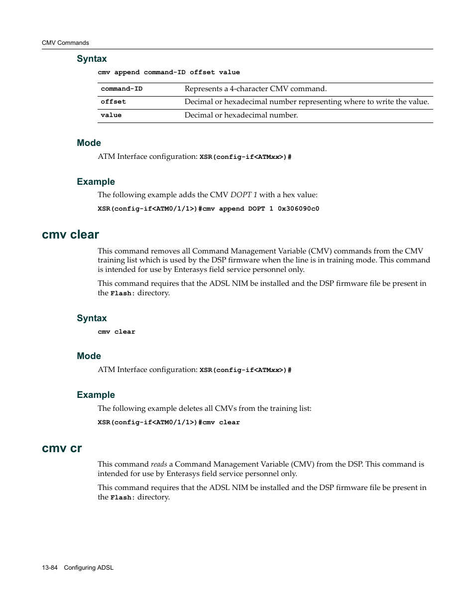 Cmv clear, Cmv cr | Enterasys Networks X-Pedition XSR CLI User Manual | Page 510 / 684