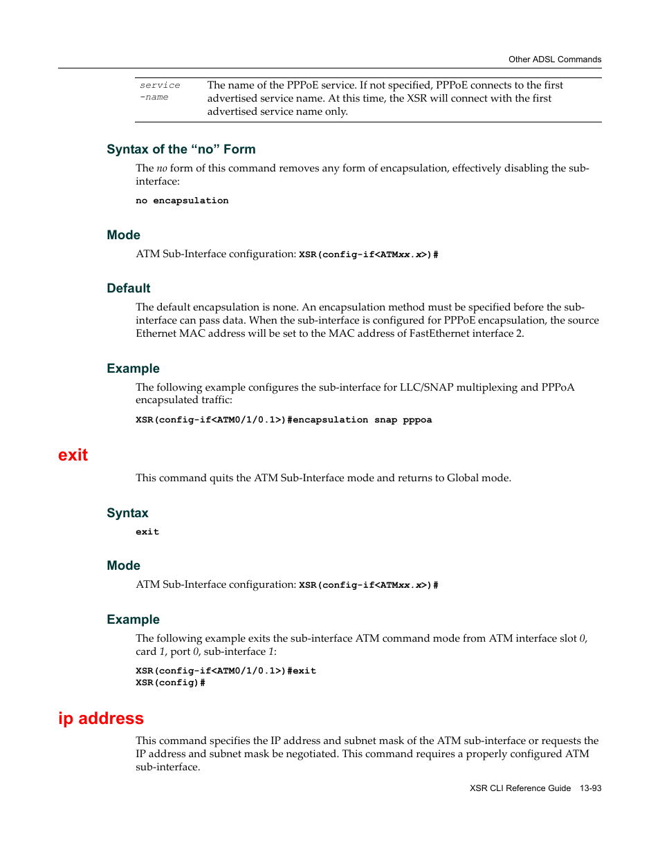 Exit, Ip address | Enterasys Networks X-Pedition XSR CLI User Manual | Page 519 / 684