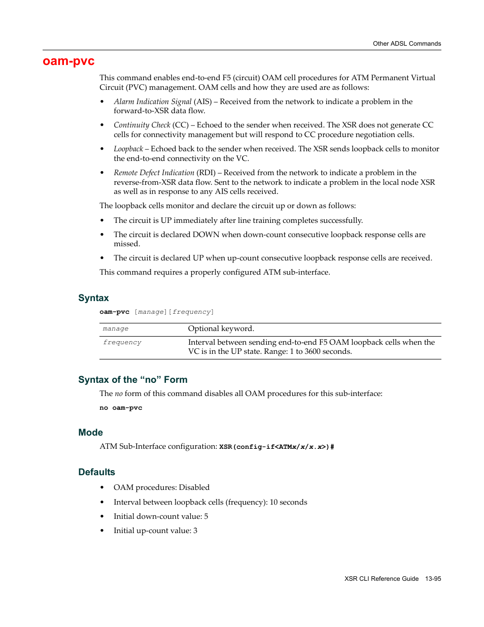 Oam-pvc | Enterasys Networks X-Pedition XSR CLI User Manual | Page 521 / 684