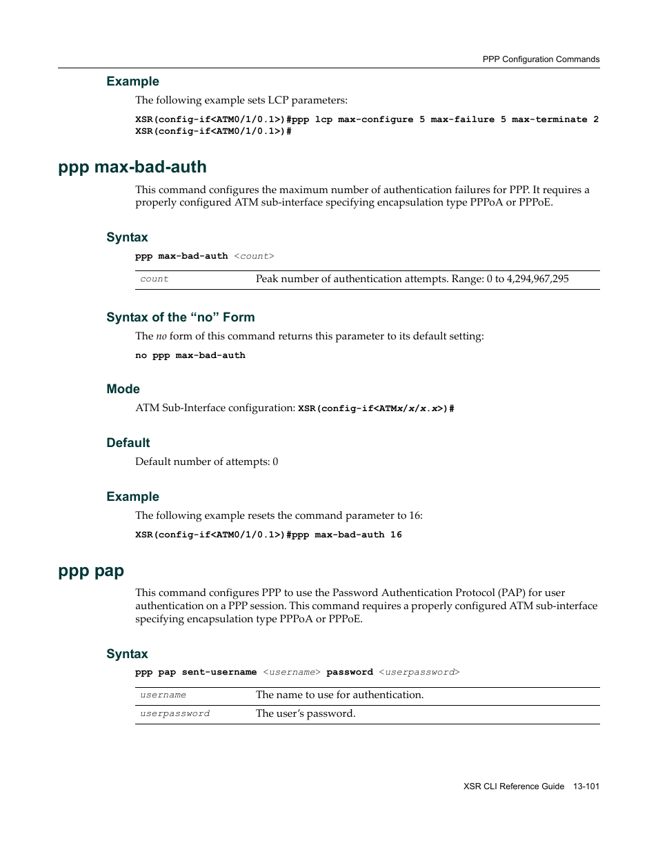 Ppp max-bad-auth, Ppp pap | Enterasys Networks X-Pedition XSR CLI User Manual | Page 527 / 684