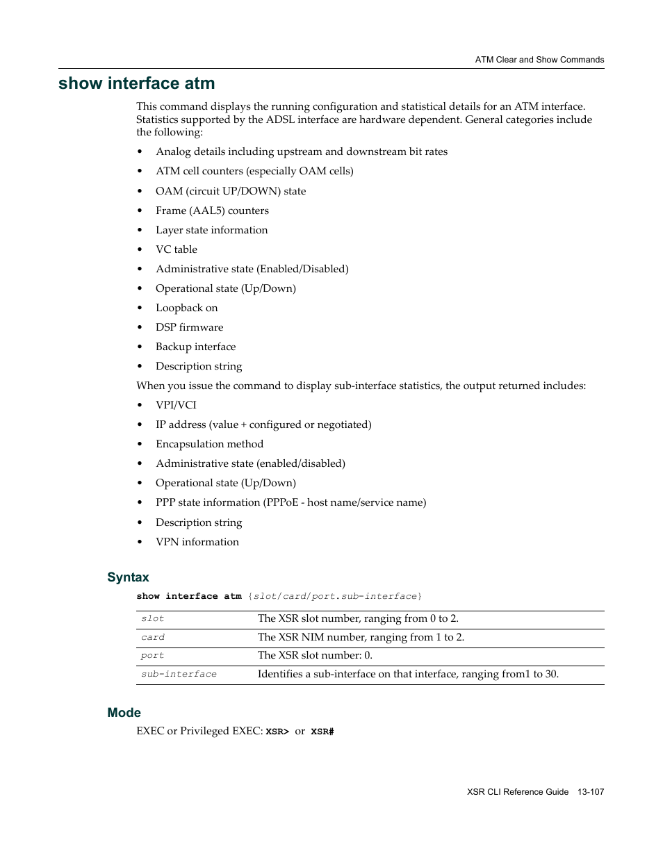 Show interface atm | Enterasys Networks X-Pedition XSR CLI User Manual | Page 533 / 684