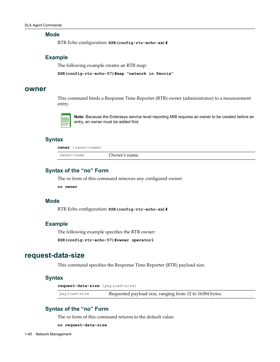 Owner, Request-data-size | Enterasys Networks X-Pedition XSR CLI User Manual | Page 54 / 684