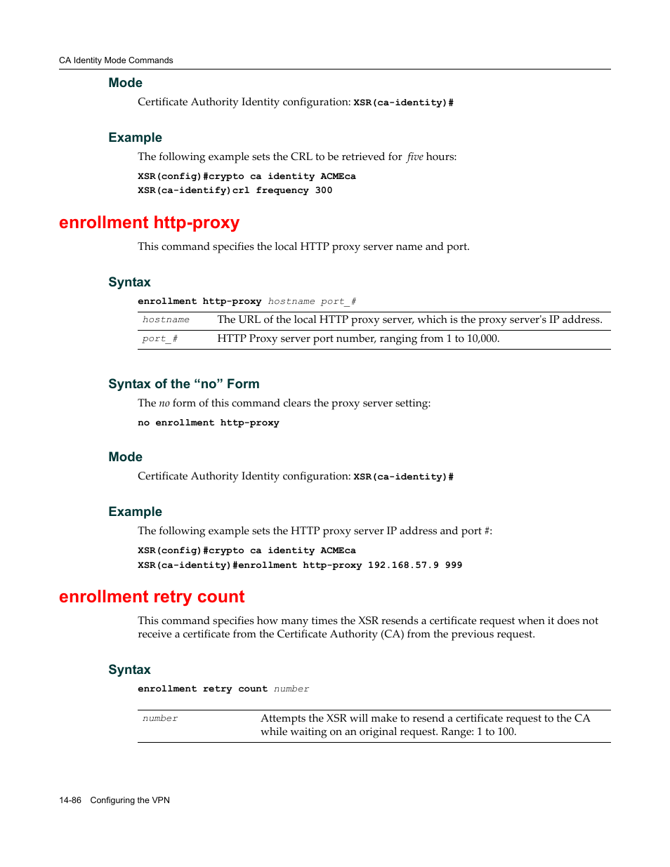 Enrollment retry count | Enterasys Networks X-Pedition XSR CLI User Manual | Page 540 / 684