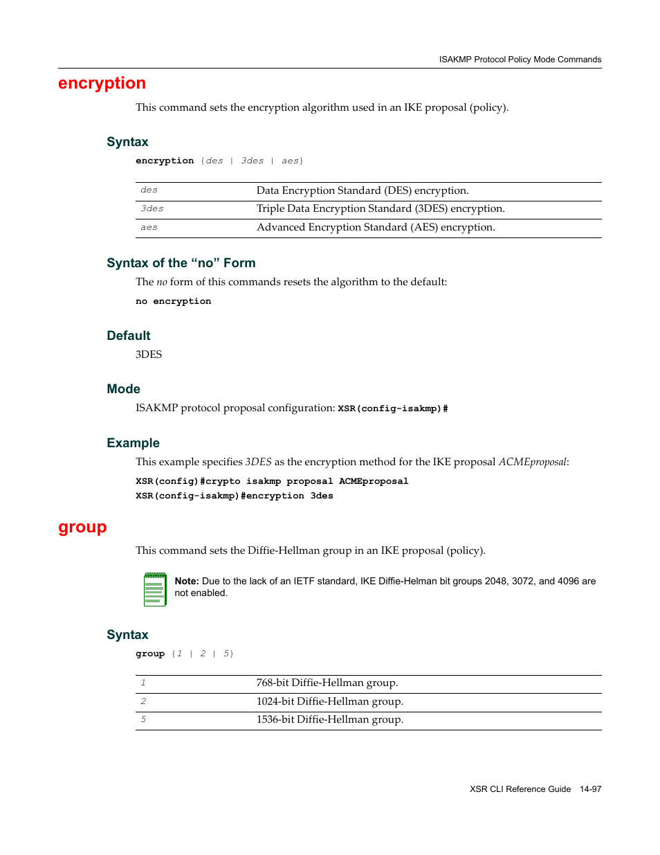 Encryption, Group | Enterasys Networks X-Pedition XSR CLI User Manual | Page 551 / 684