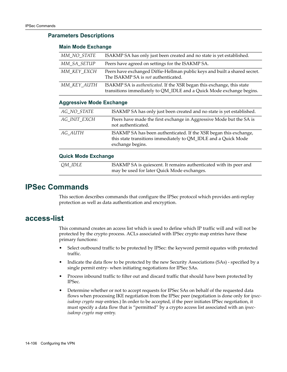 Ipsec commands, Ipsec commands -106, Access-list | Enterasys Networks X-Pedition XSR CLI User Manual | Page 560 / 684