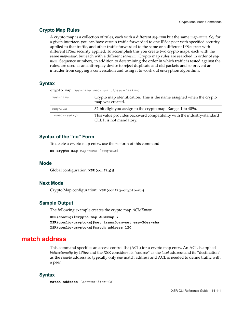 Match address | Enterasys Networks X-Pedition XSR CLI User Manual | Page 565 / 684