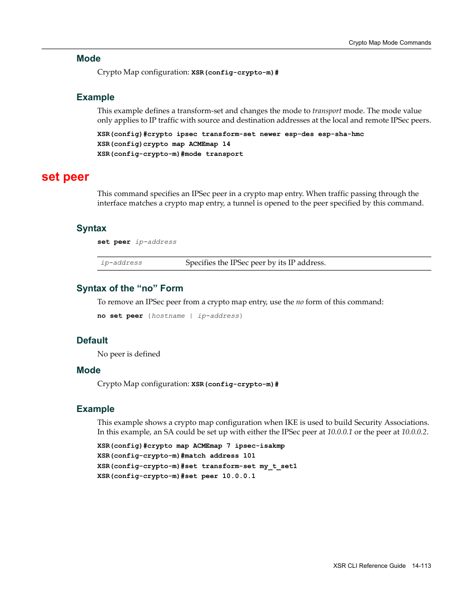 Set peer | Enterasys Networks X-Pedition XSR CLI User Manual | Page 567 / 684