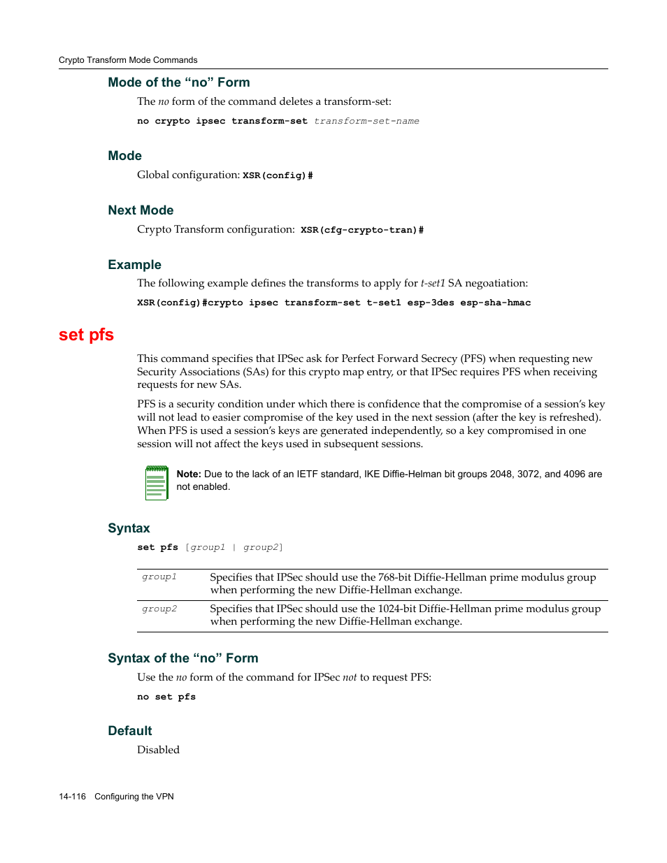Set pfs | Enterasys Networks X-Pedition XSR CLI User Manual | Page 570 / 684