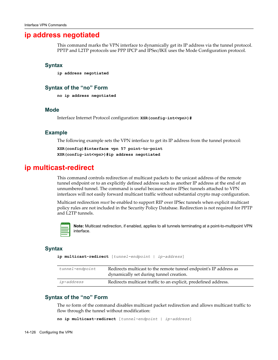 Ip address negotiated, Ip multicast-redirect | Enterasys Networks X-Pedition XSR CLI User Manual | Page 580 / 684