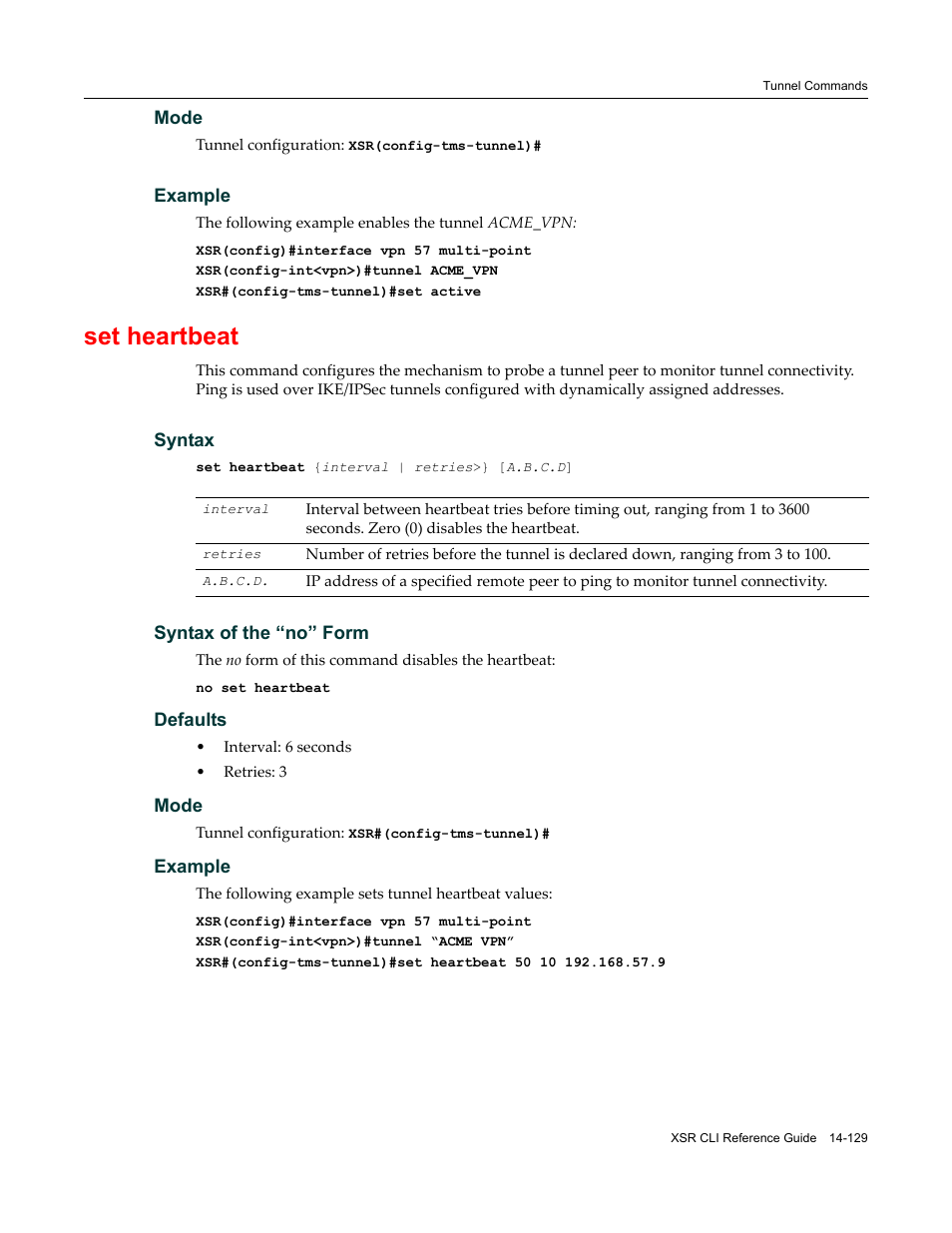 Set heartbeat | Enterasys Networks X-Pedition XSR CLI User Manual | Page 583 / 684