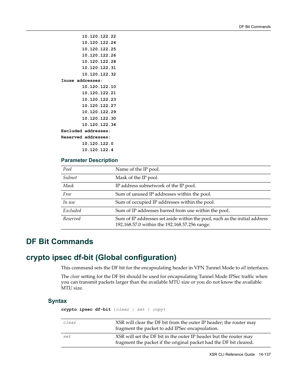 Df bit commands, Df bit commands -137 | Enterasys Networks X-Pedition XSR CLI User Manual | Page 591 / 684