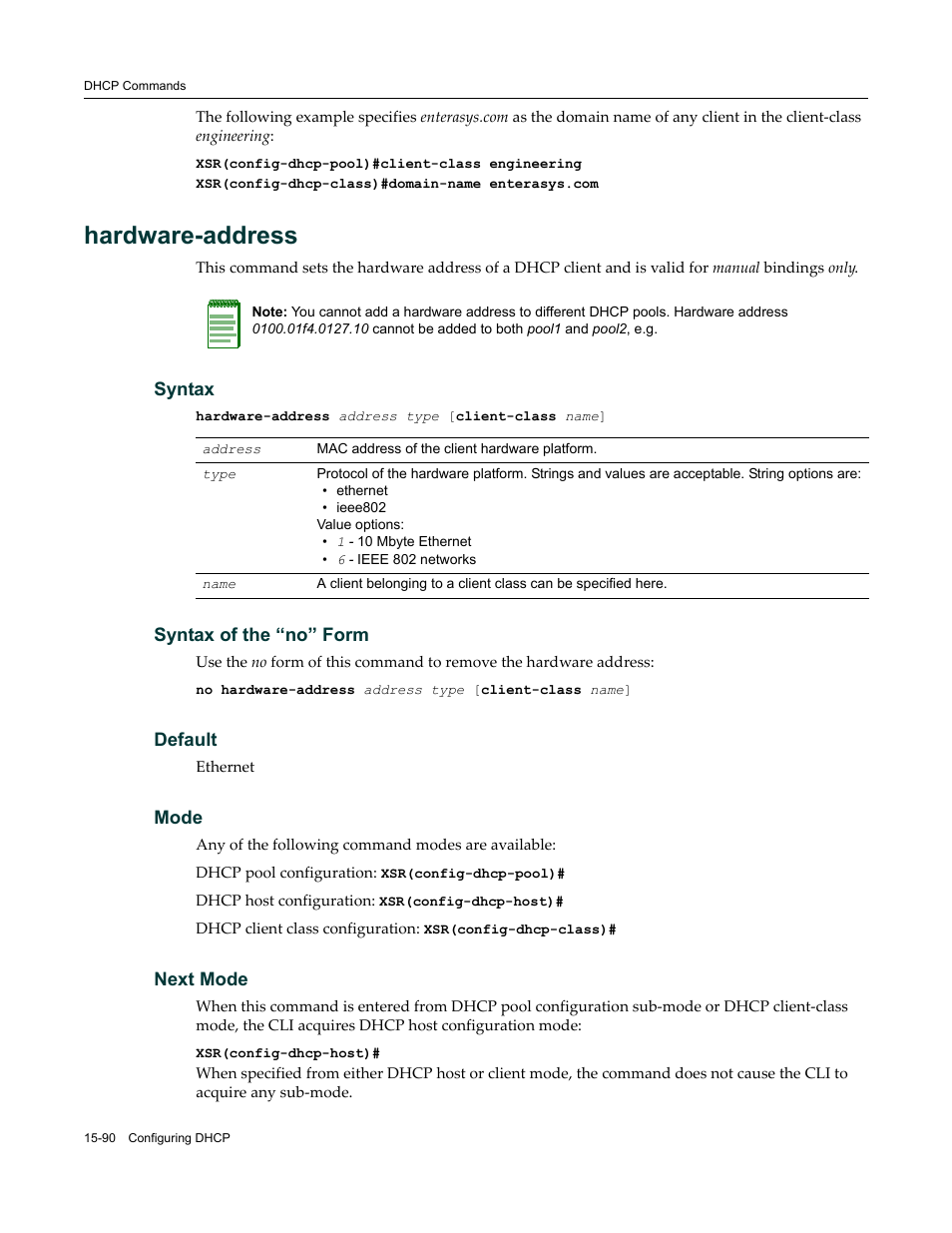 Hardware-address | Enterasys Networks X-Pedition XSR CLI User Manual | Page 600 / 684