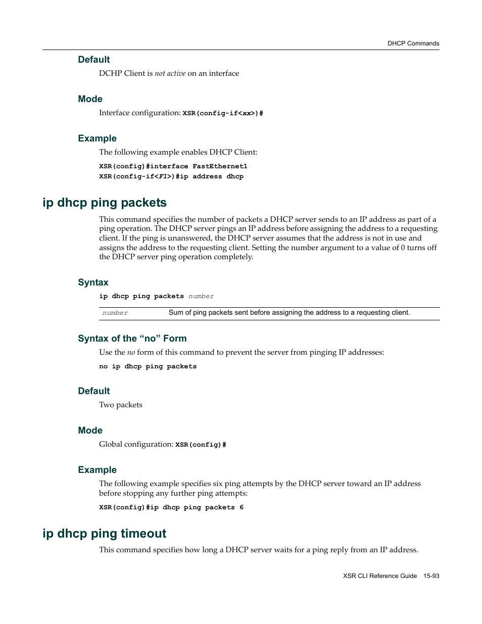 Ip dhcp ping packets, Ip dhcp ping timeout | Enterasys Networks X-Pedition XSR CLI User Manual | Page 603 / 684