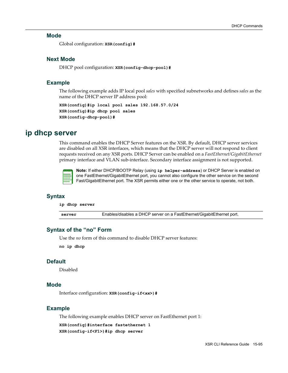 Ip dhcp server | Enterasys Networks X-Pedition XSR CLI User Manual | Page 605 / 684