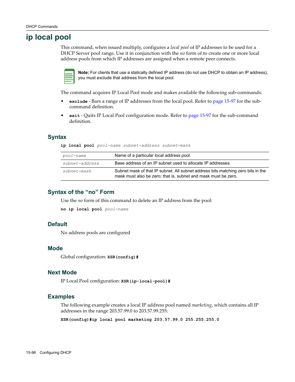 Ip local pool | Enterasys Networks X-Pedition XSR CLI User Manual | Page 606 / 684