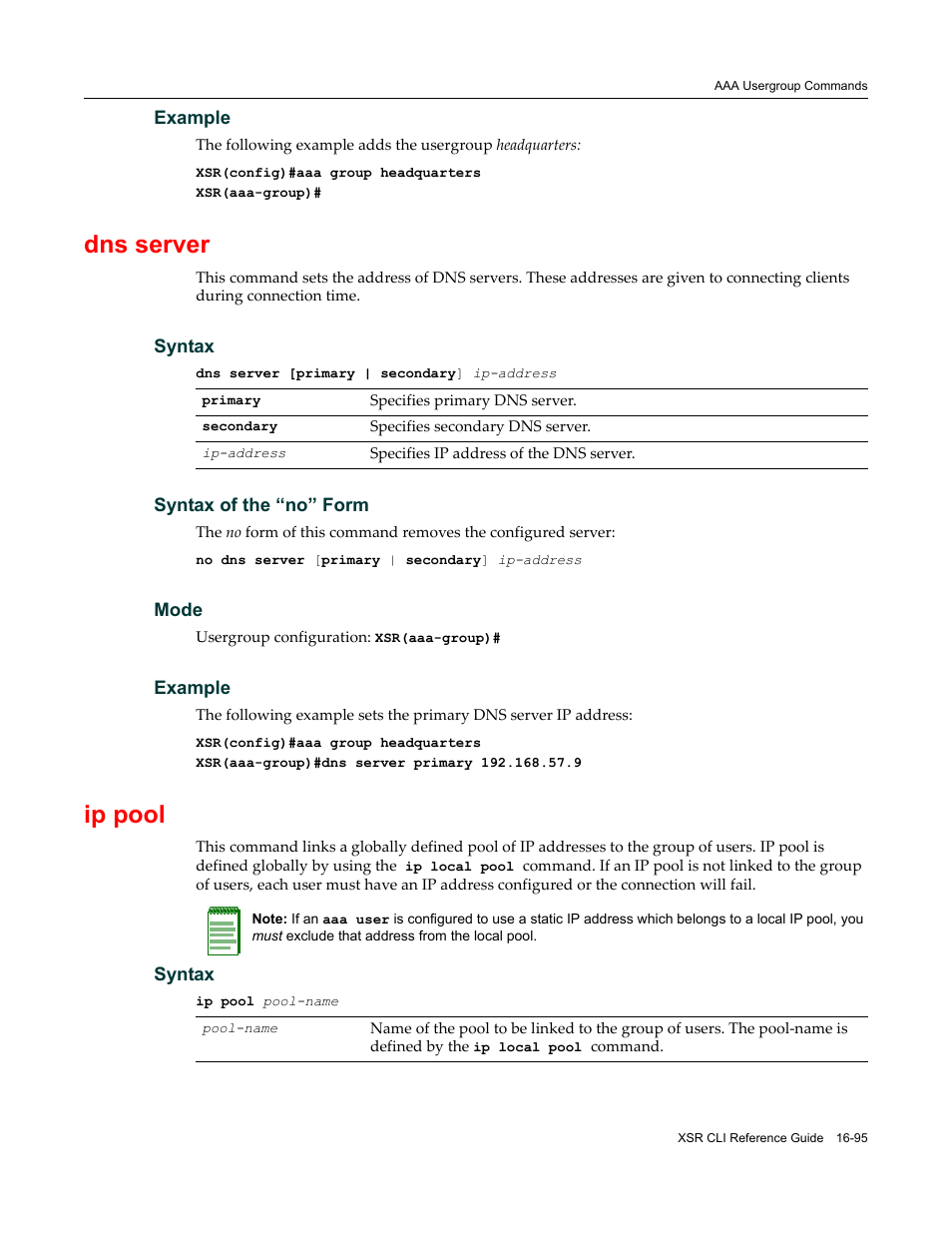 Dns server, Ip pool | Enterasys Networks X-Pedition XSR CLI User Manual | Page 639 / 684