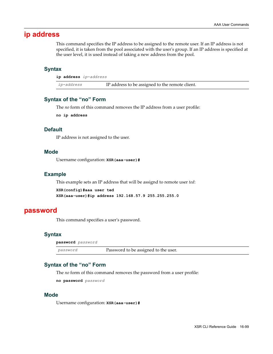 Ip address, Password | Enterasys Networks X-Pedition XSR CLI User Manual | Page 643 / 684