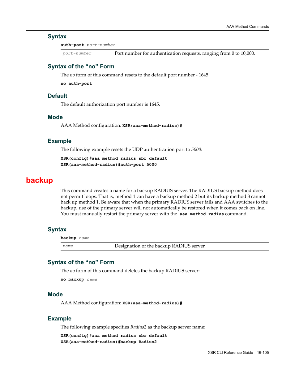 Backup | Enterasys Networks X-Pedition XSR CLI User Manual | Page 649 / 684