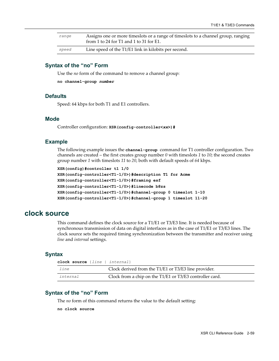 Clock source | Enterasys Networks X-Pedition XSR CLI User Manual | Page 65 / 684