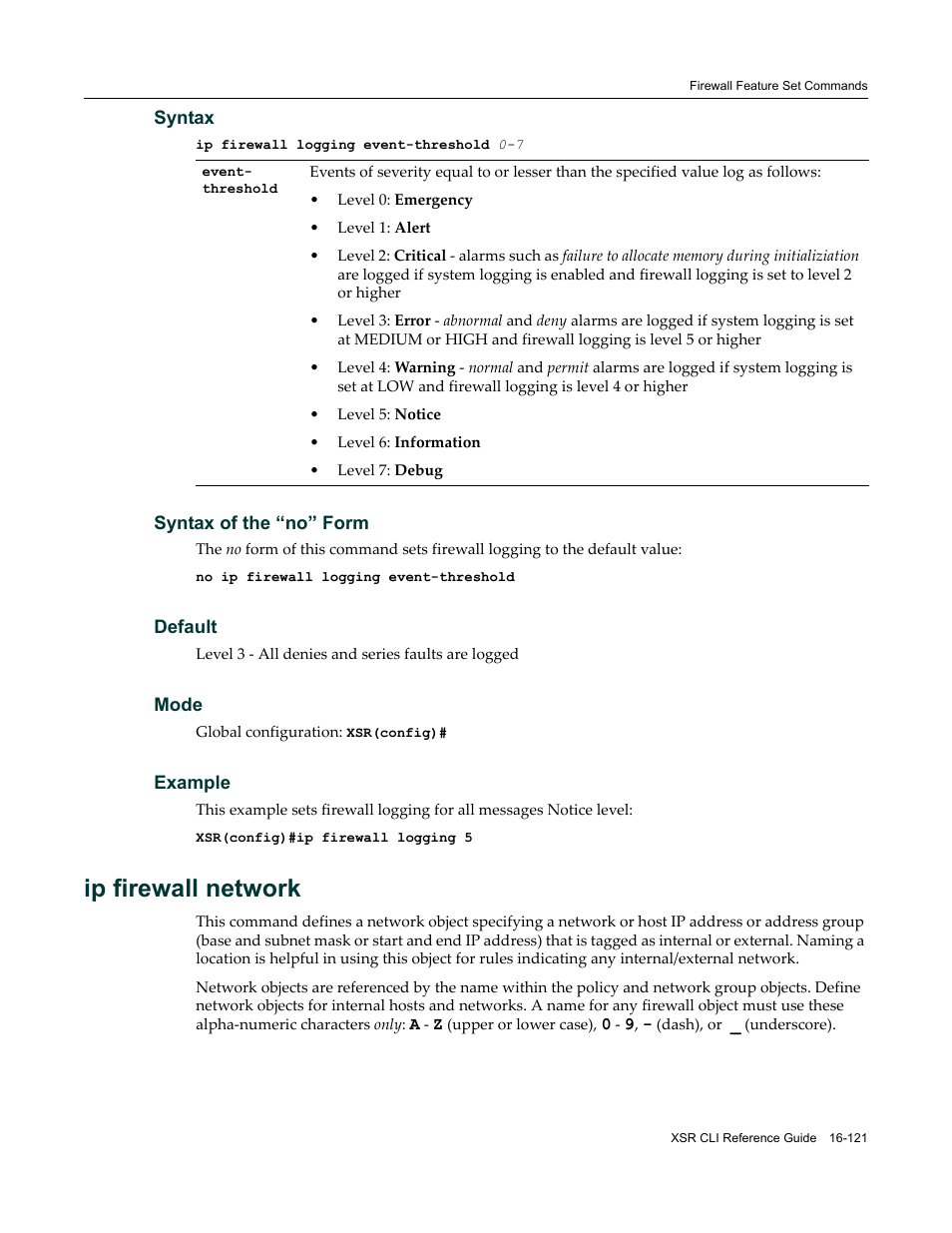Ip firewall network | Enterasys Networks X-Pedition XSR CLI User Manual | Page 665 / 684