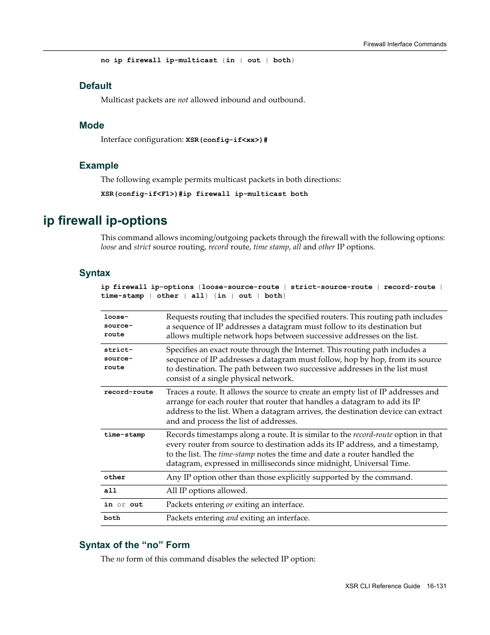 Ip firewall ip-options | Enterasys Networks X-Pedition XSR CLI User Manual | Page 675 / 684