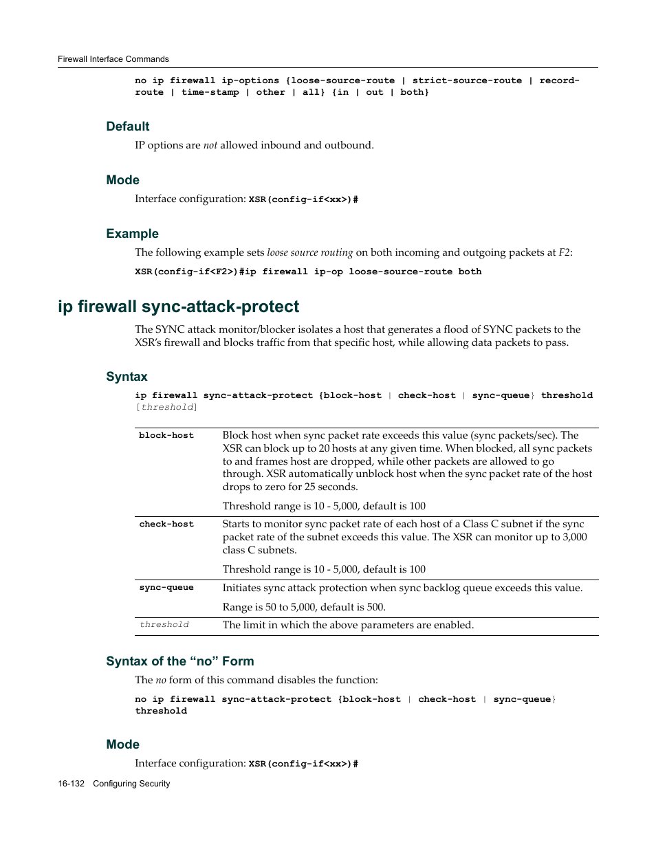 Ip firewall sync-attack-protect | Enterasys Networks X-Pedition XSR CLI User Manual | Page 676 / 684