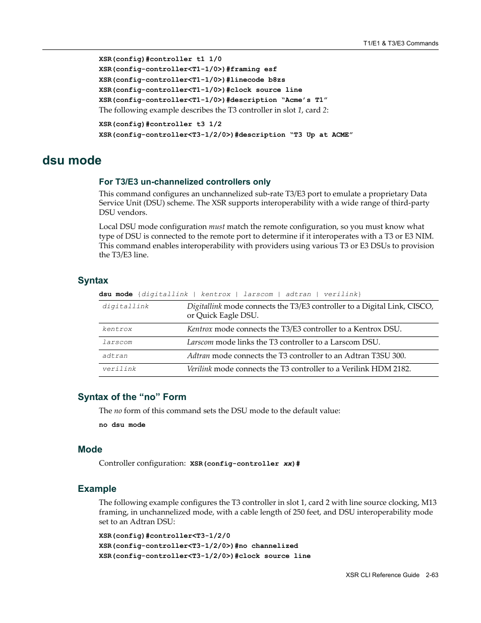 Dsu mode | Enterasys Networks X-Pedition XSR CLI User Manual | Page 69 / 684