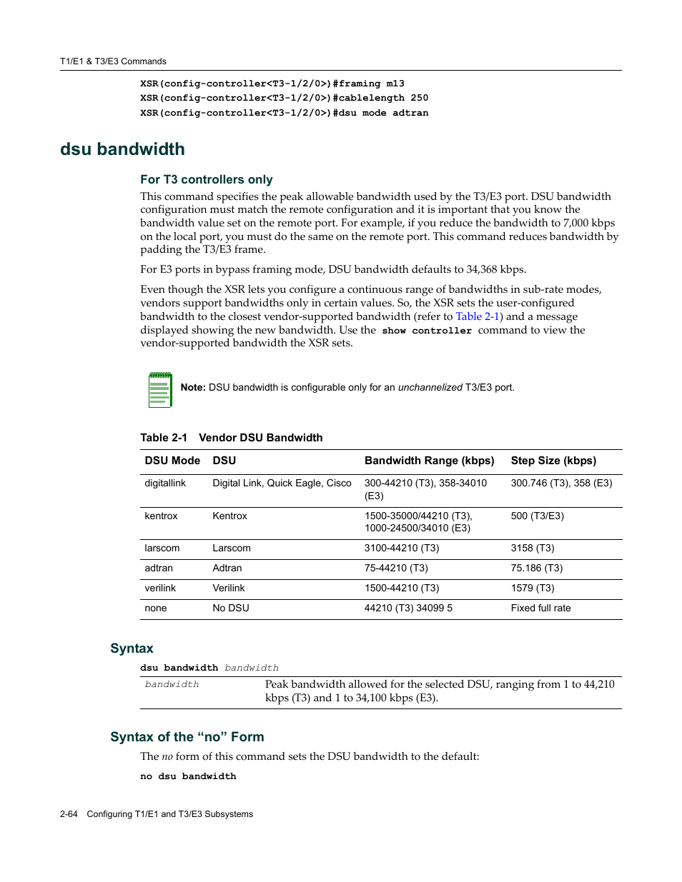 Dsu bandwidth | Enterasys Networks X-Pedition XSR CLI User Manual | Page 70 / 684