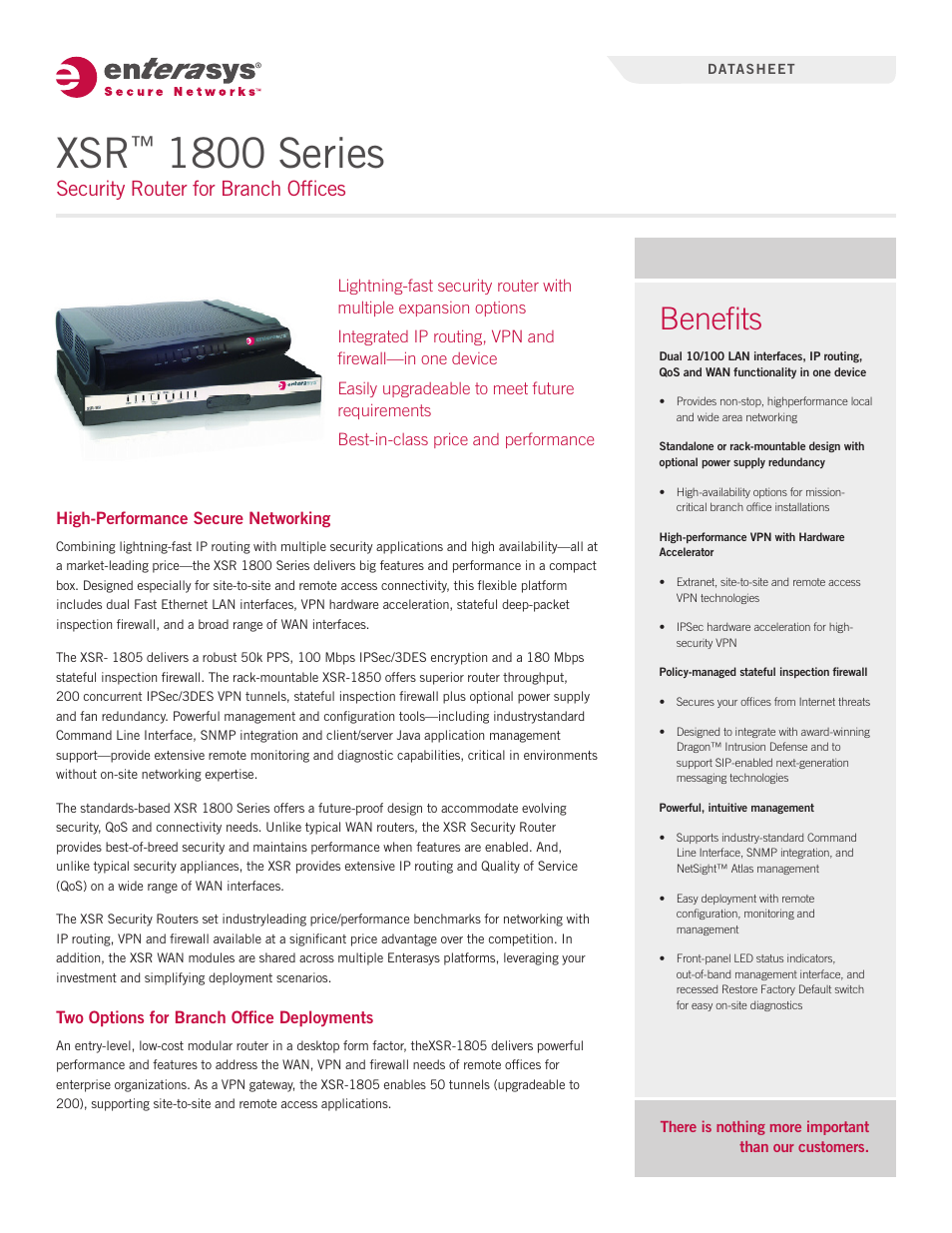 Enterasys Networks XSR 1800 Series User Manual | 5 pages