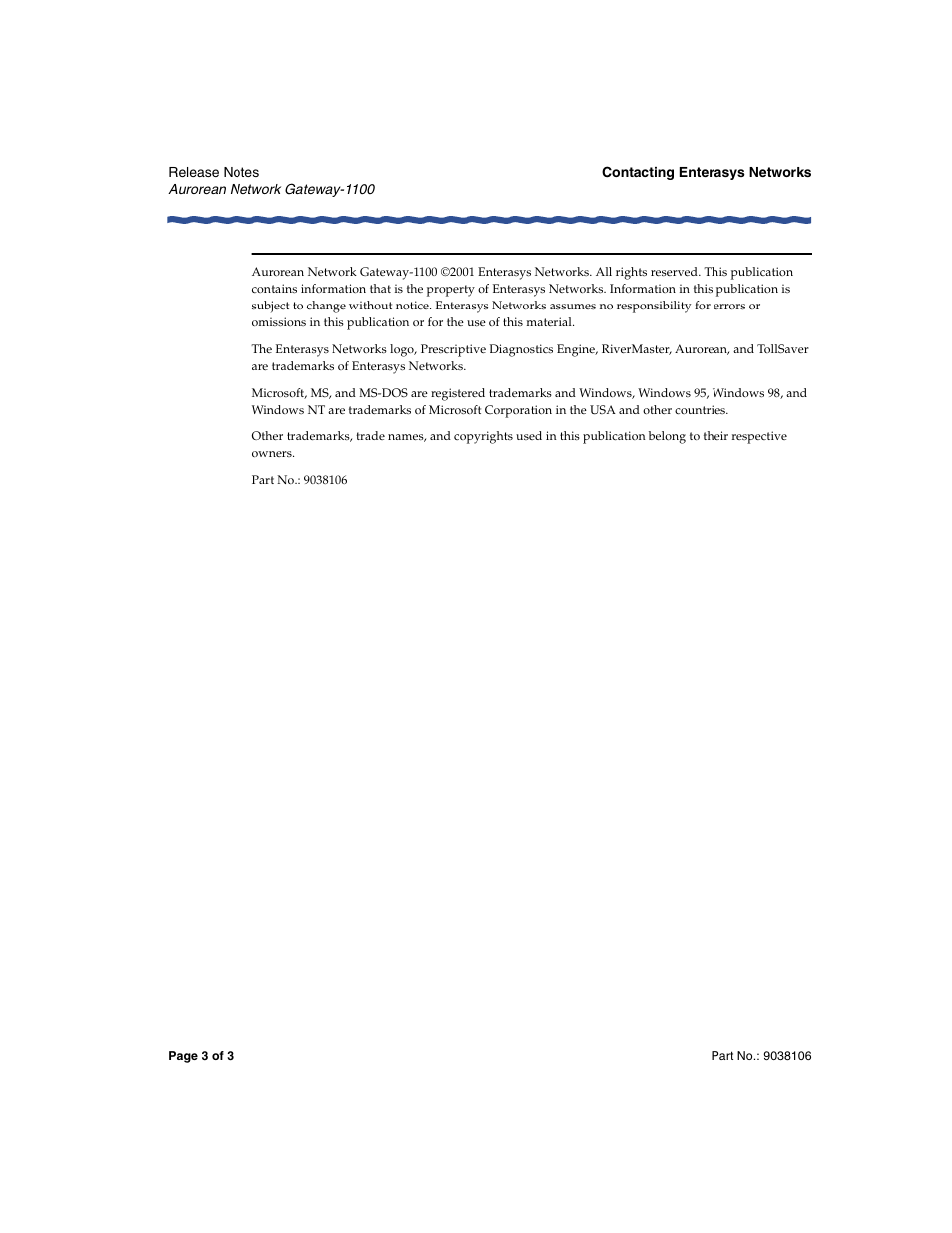 Enterasys Networks Aurorean Network Gateway 1100 Series User Manual | Page 3 / 3
