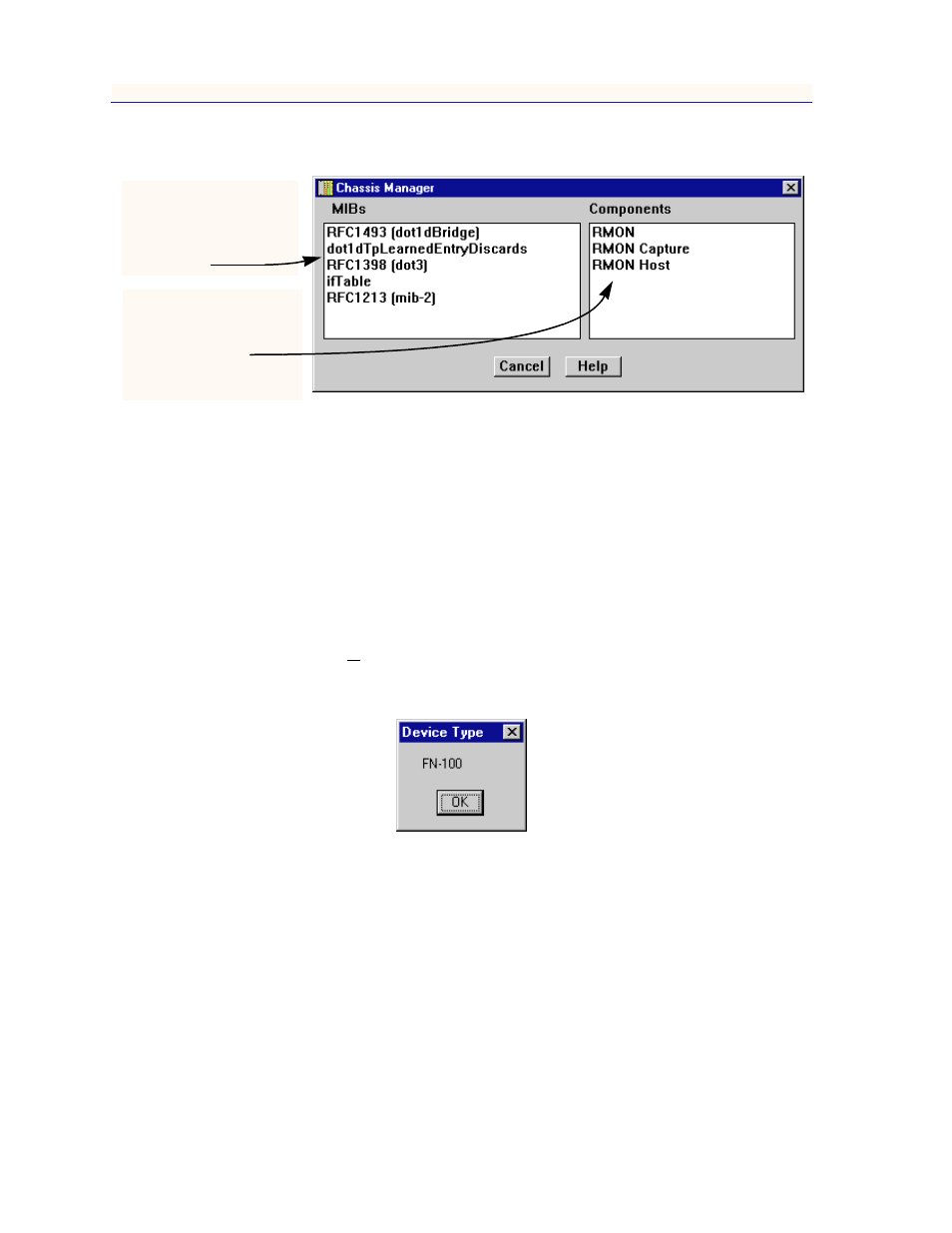 Viewing hardware types, Viewing the device type, Viewing the port description | Viewing hardware types -10, Deled. see, Viewing the device t, Viewing the port descriptio | Enterasys Networks FN 100 User Manual | Page 26 / 54