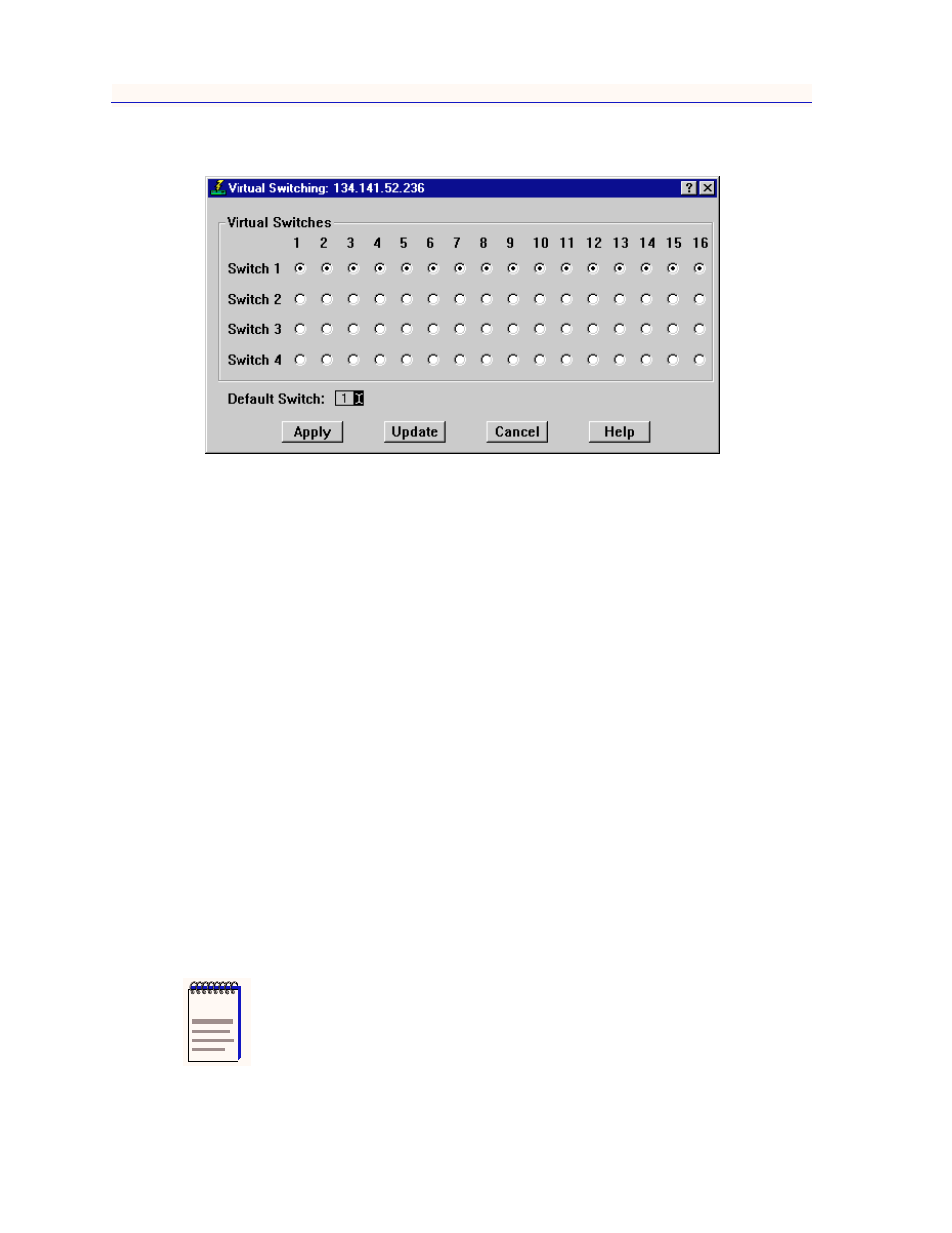 Configuring your virtual switch settings, Configuring your virtual switch settings -2, Ndow | Figure, Figure 3-1 | Enterasys Networks FN 100 User Manual | Page 40 / 54
