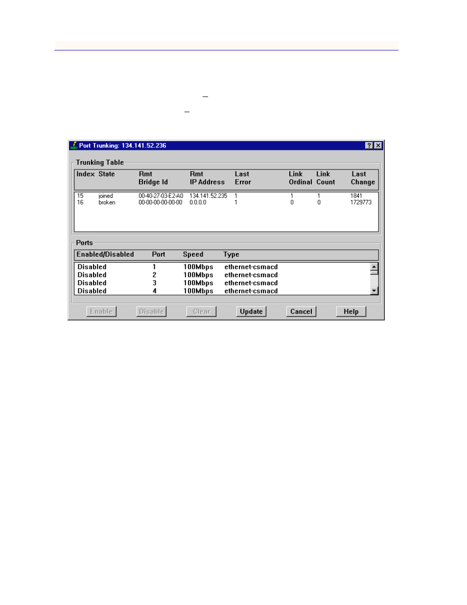 The port trunking window, The port trunking window -2 | Enterasys Networks FN 100 User Manual | Page 44 / 54