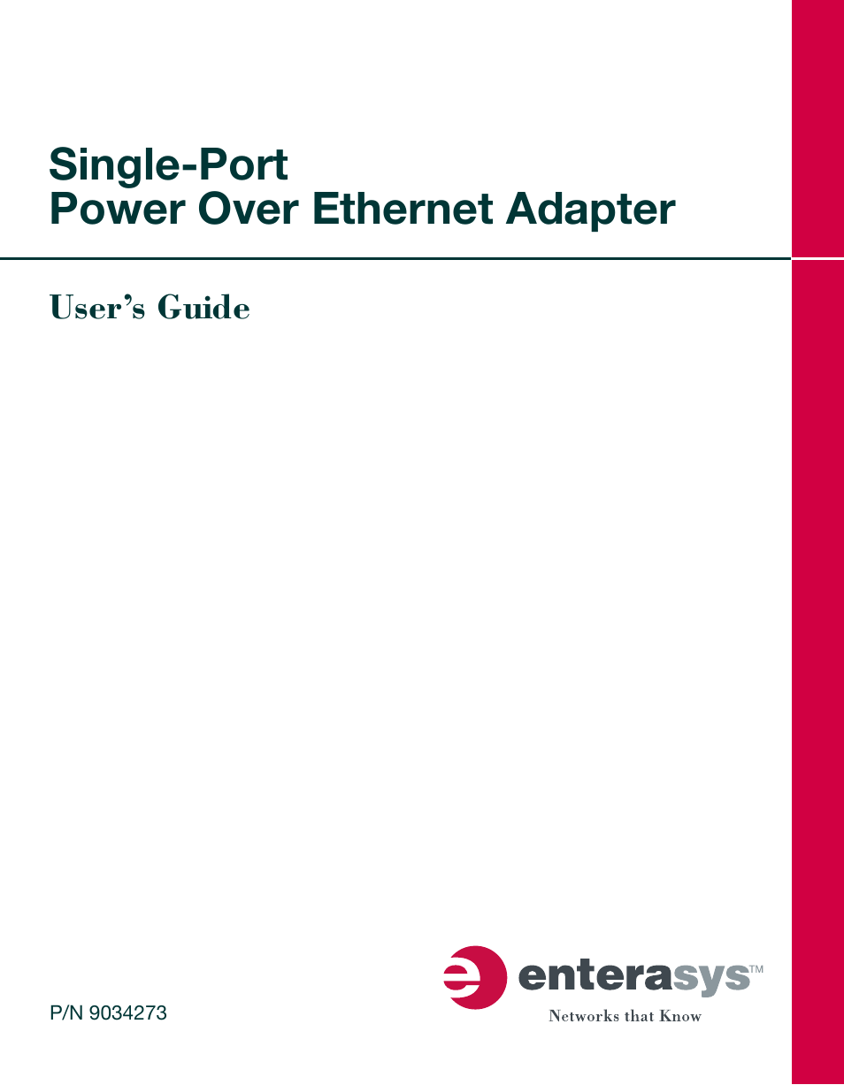 Enterasys Networks Network Ethernet Adapter User Manual | 36 pages