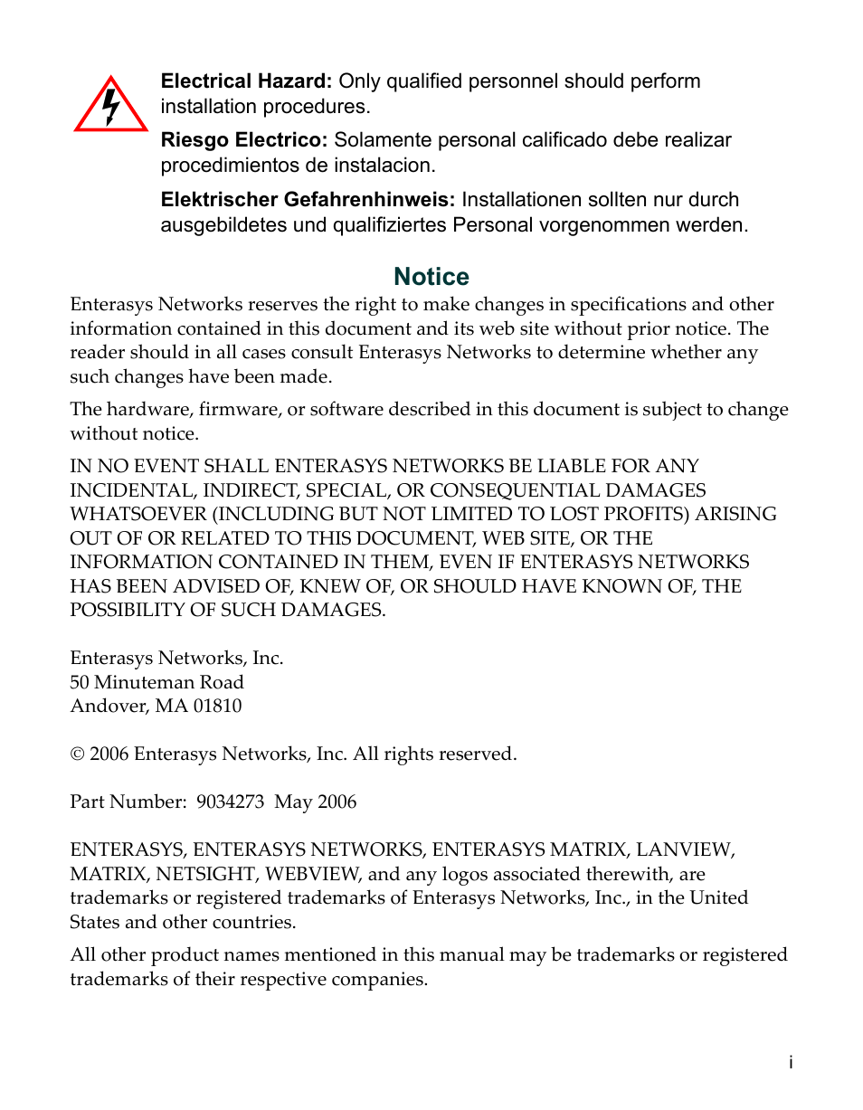 Notice | Enterasys Networks Network Ethernet Adapter User Manual | Page 3 / 36