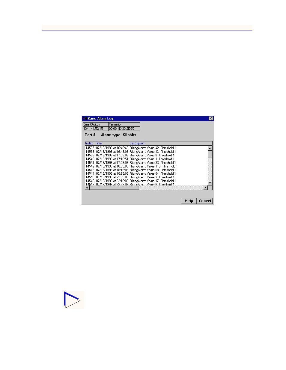 Viewing the basic alarm log, Viewing the basic alarm log -9 | Enterasys Networks 2000 User Manual | Page 101 / 188