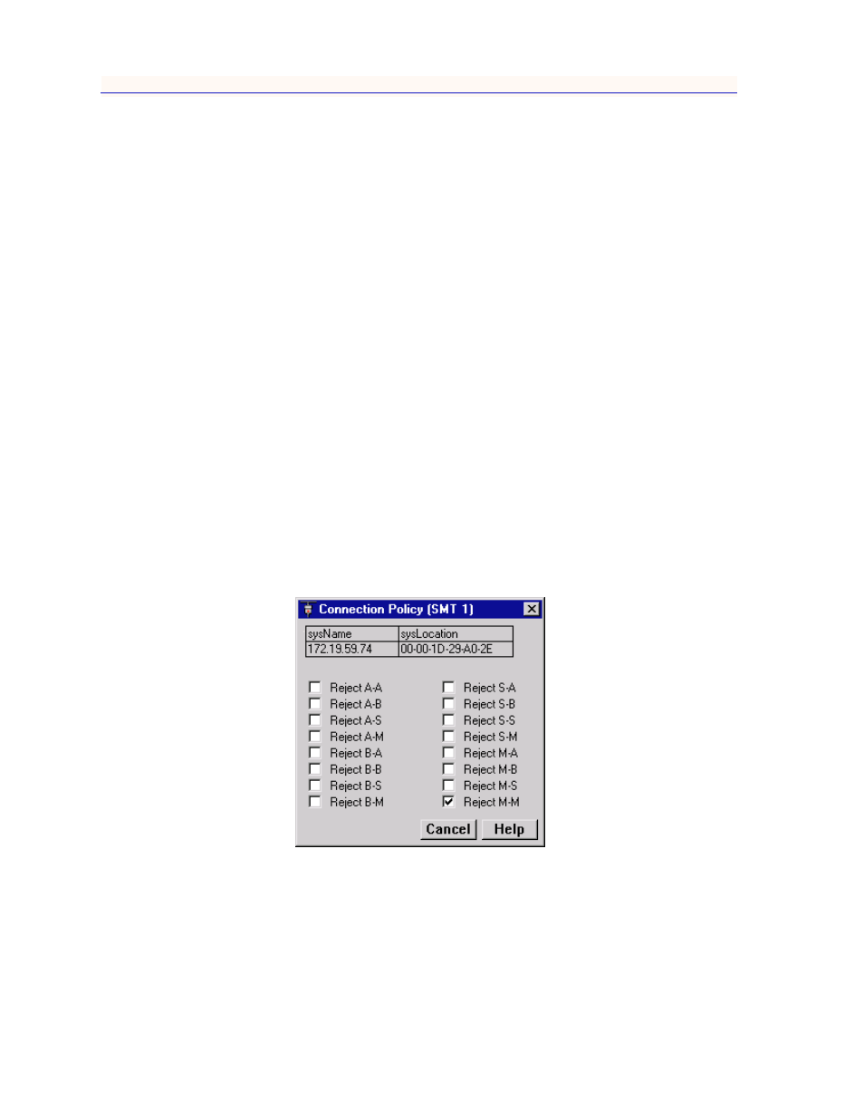 Connection policy window, Connection policy window -6 | Enterasys Networks 2000 User Manual | Page 158 / 188