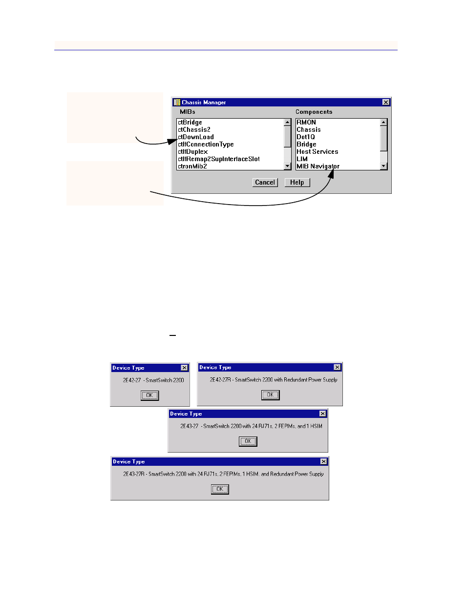 Viewing hardware types, Device type, Viewing hardware types -17 | Device type -17, Deled. see, Viewing, Hardware types, D; see, Viewing hardware type, Viewing hardware typ | Enterasys Networks 2000 User Manual | Page 36 / 188