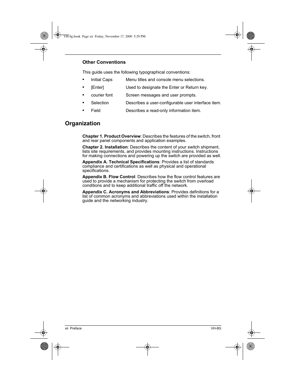 Organization | Enterasys Networks Enterasys Vertical Horizon VH-8G User Manual | Page 14 / 48