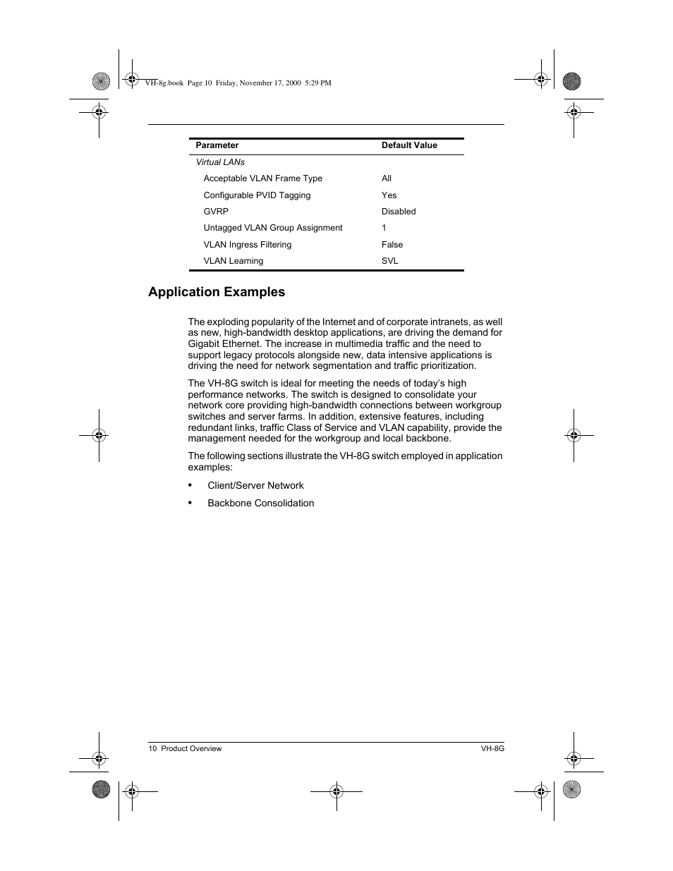 Application examples | Enterasys Networks Enterasys Vertical Horizon VH-8G User Manual | Page 24 / 48