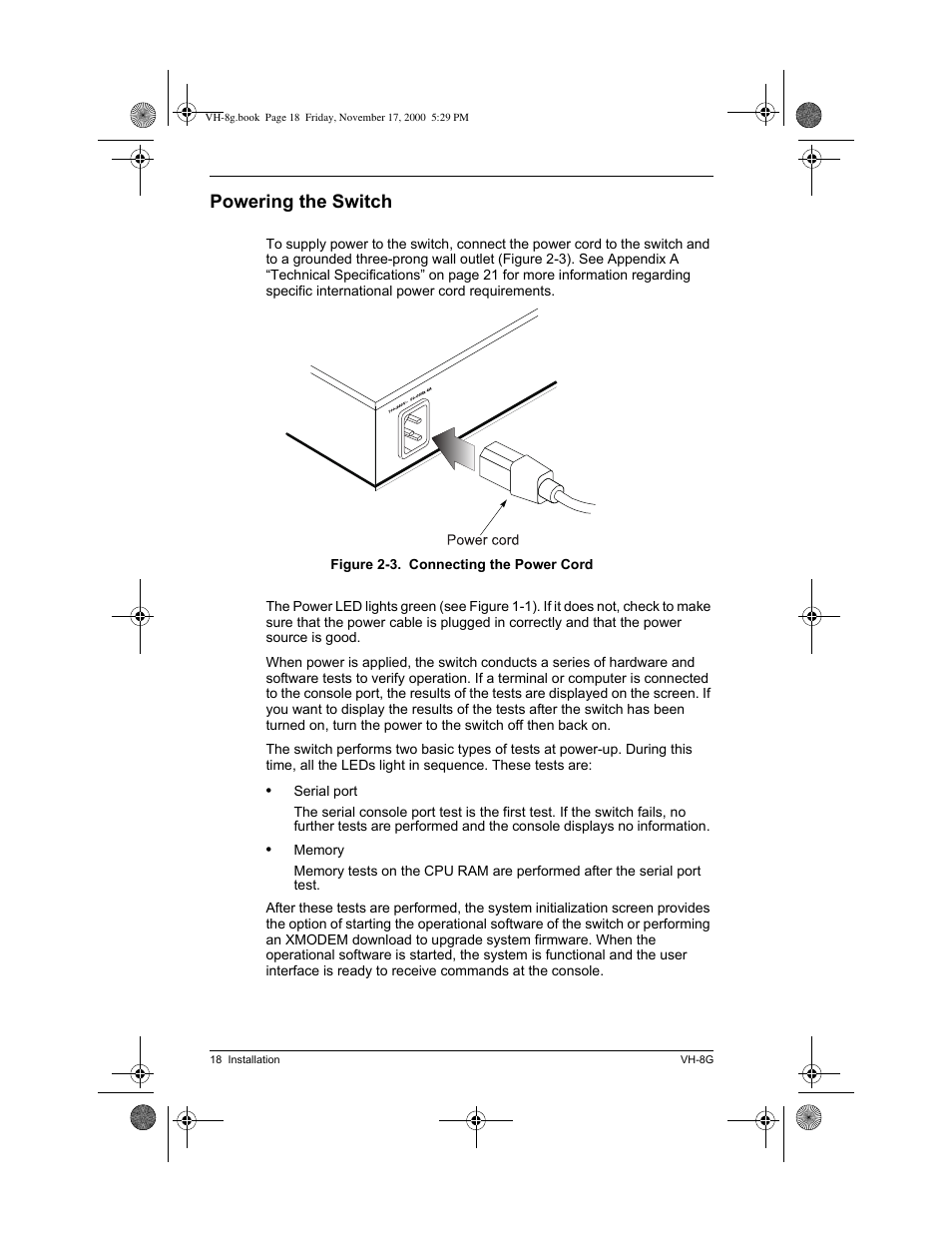 Powering the switch | Enterasys Networks Enterasys Vertical Horizon VH-8G User Manual | Page 32 / 48