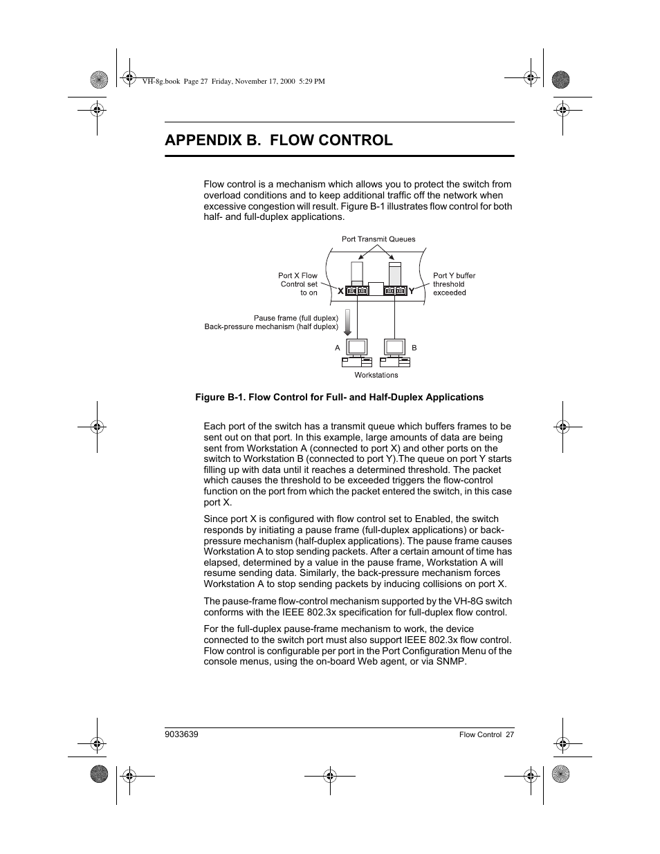 Flow control, Appendix b. flow control | Enterasys Networks Enterasys Vertical Horizon VH-8G User Manual | Page 41 / 48