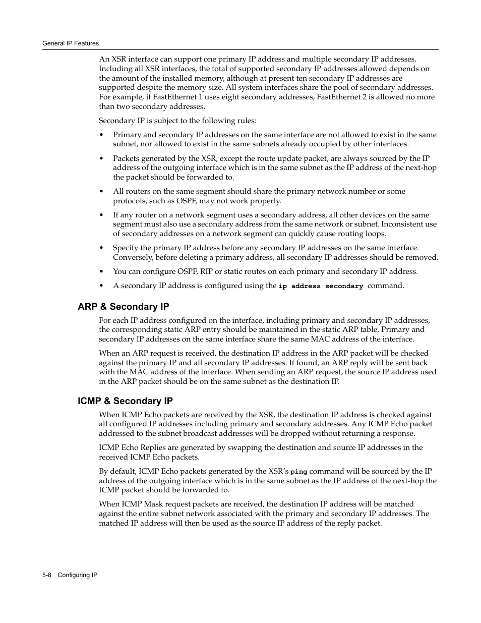 Arp & secondary ip, Icmp & secondary ip, Arp & secondary ip -8 icmp & secondary ip -8 | Enterasys Networks Security Router X-PeditionTM User Manual | Page 110 / 466